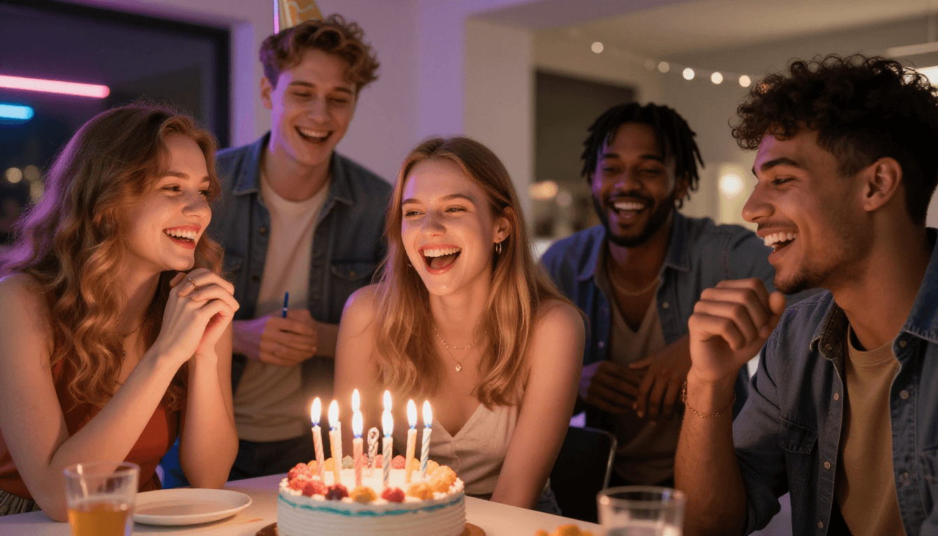 Friends at a birthday party